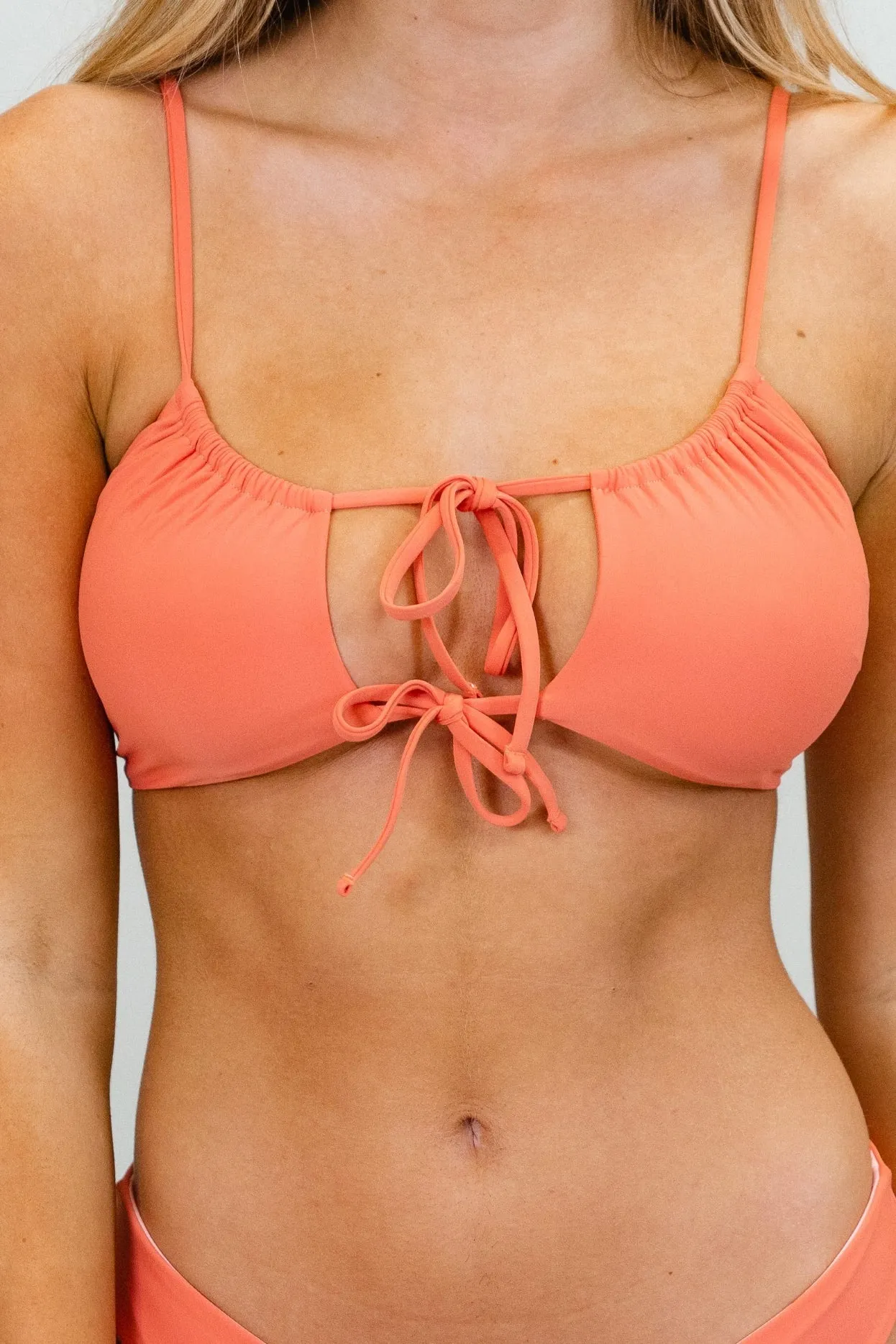 Brae Tie Top in Coral