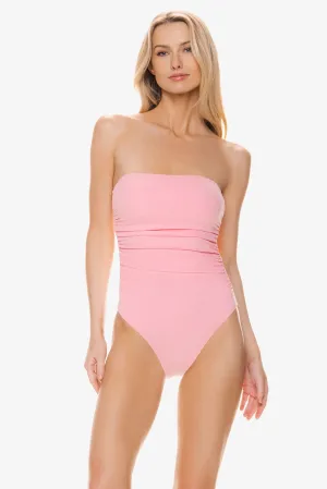 Classic Bandeau One-Piece  |  Jacquard Textured Shell Pink