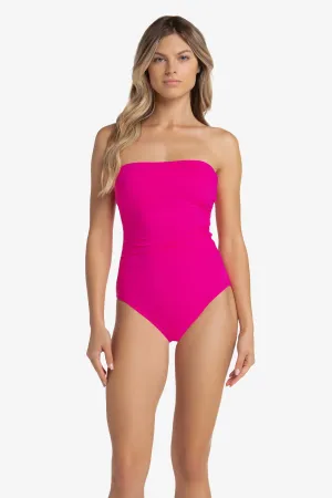 Classic Bandeau One-Piece  |  Textured Lotus Pink