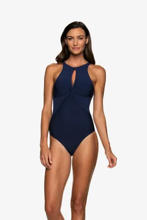 High Neck One-Piece  |  Navy