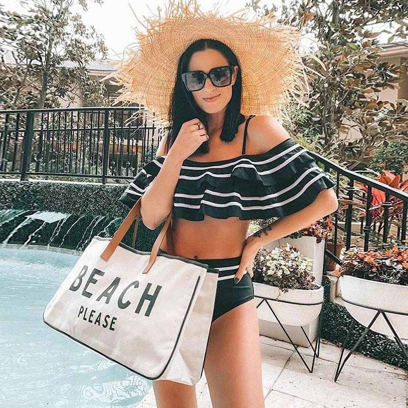 High Waist Bikini Set Sexy Off Shoulder Swimwear