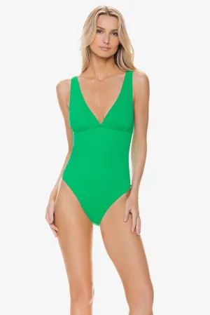 Olivia One-Piece  |  Chevron Textured Kelly Green